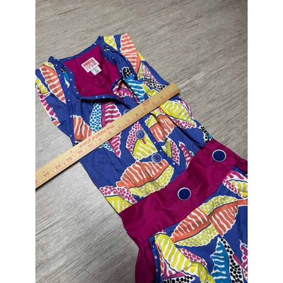 Vintage 80s Jeanne Marc Jumpsuit 4/5 P XS/S Cotton Knit Fall Leaves Pockets - Picture 5 of 10